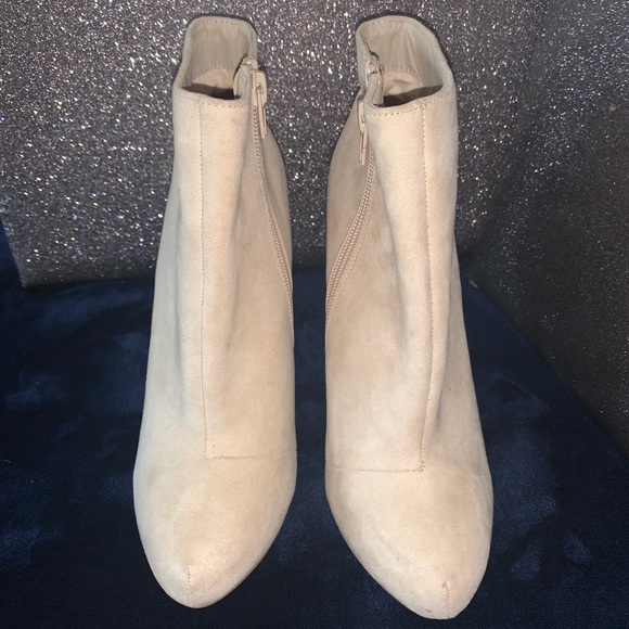 Cream Ankle Booties with Gold Heel - Picture 8 of 11